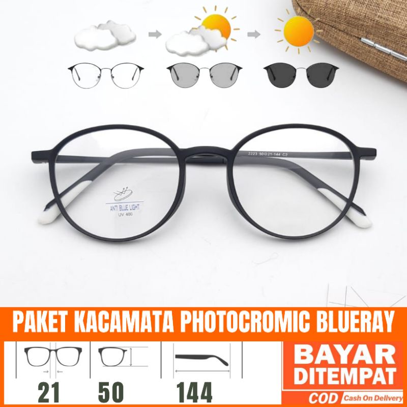 Frame Kacamata 2223,Gratis Lensa Photocromic,Gratis Lensa Blueray