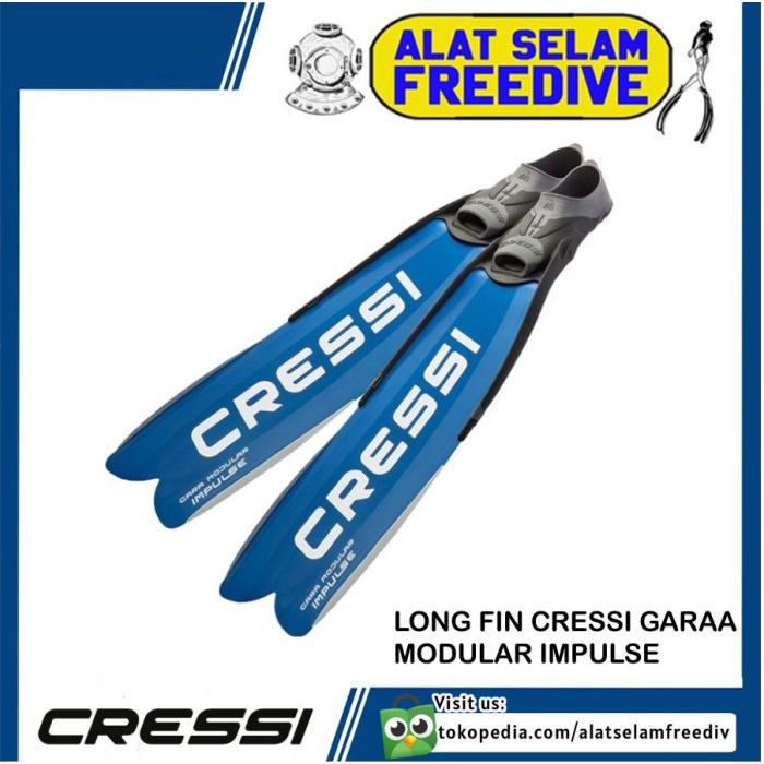 Fin Cressi Long Fin Fins Freediving Gara Modular Impulse Kaki Katak Selam