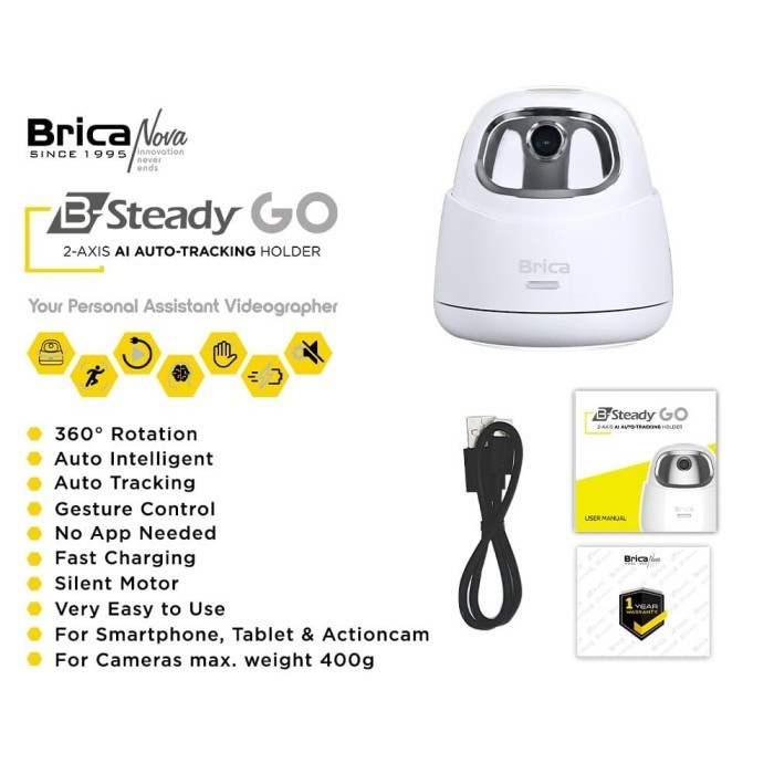 Brica B Steady GO 2 Axis AI Auto Tracking Holder Kamera HP Smart