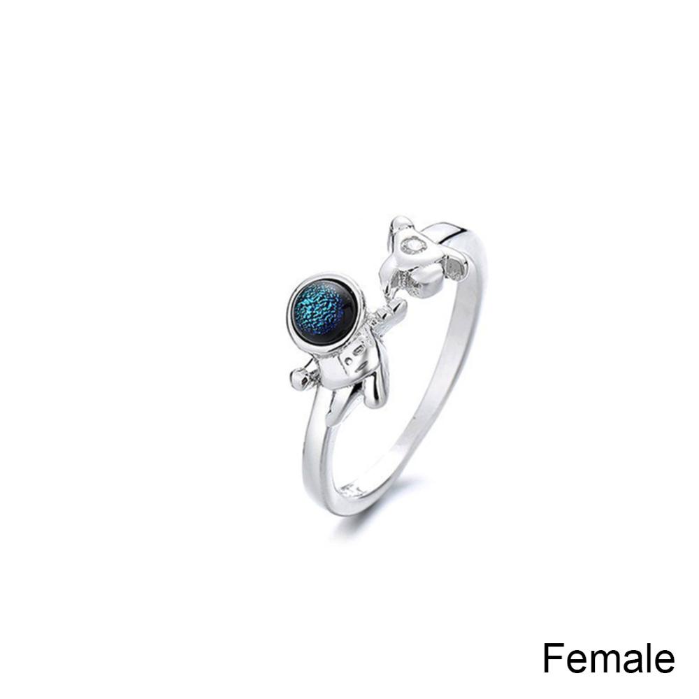 Timekey Fashion Kreatif Mengkilap Pasangan Cincin Adjustable Astronot Pasangan Rings Perhiasan Hadiah Untuk Pria Wanita C2L4