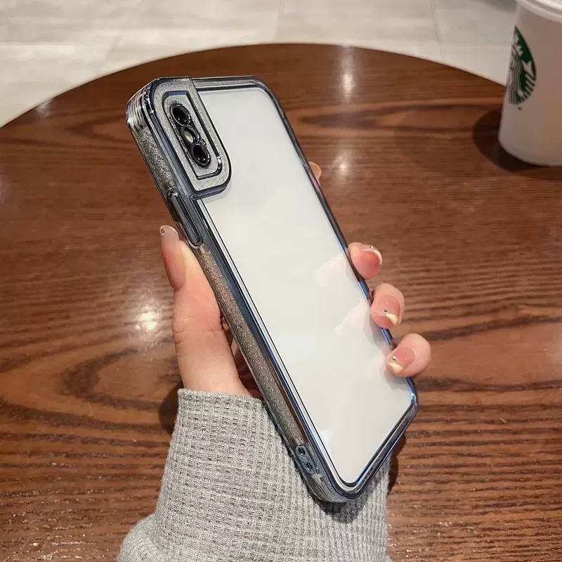 IPHONE Casing Ponsel Bening Plating Bor Flash Sederhana Anti Jatuh Kompatibel Dengan Iphone7 8 SE 7plus8 Plus X Xs XR Xsmax 11 Pro max Silikon Lembut Casing Penuh