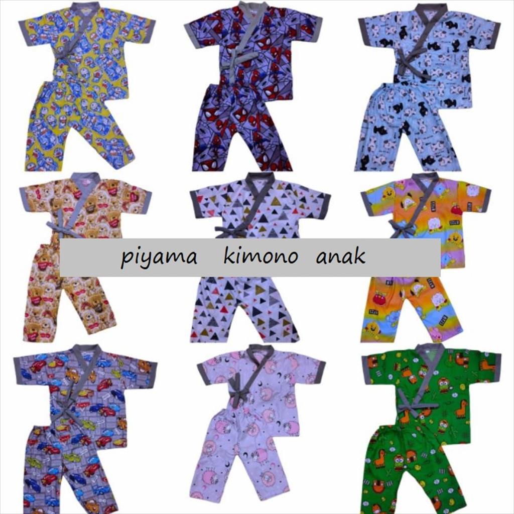 LS 453 - Piyama Anak Kimono Karakter Kartun Lucu Usia 3-5tahun Baju Tidur Anak Katun