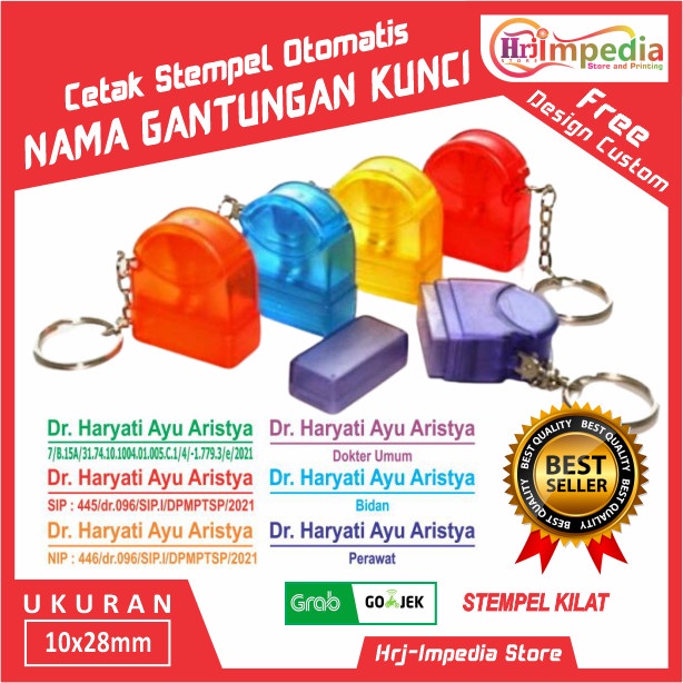 Stmp Cetak Cap Stempel Gantungan Kunci Nama Dokter Otomatis Warna Flash