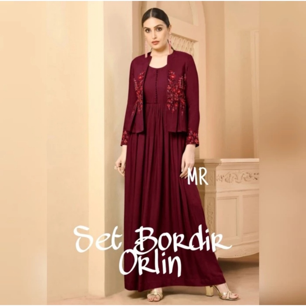 Baju Pesta Gamis India Wanita Muslimah Adem Mewah Elegan Trand Kondangan Viral Model Terbaru Lebaran