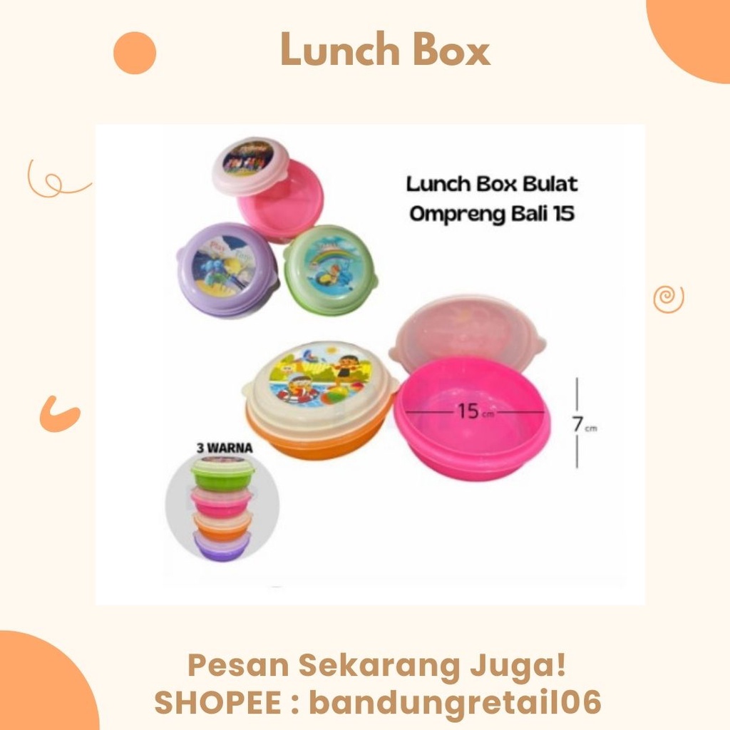 Lunch Box Ompreng Bulat Bali D+15 Plastik Warna Tempat Makan High Way