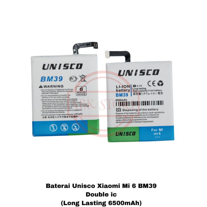 BATERAI BATTERY UNISCO XIAOMI MI 6 BM39 DOUBLE POWER