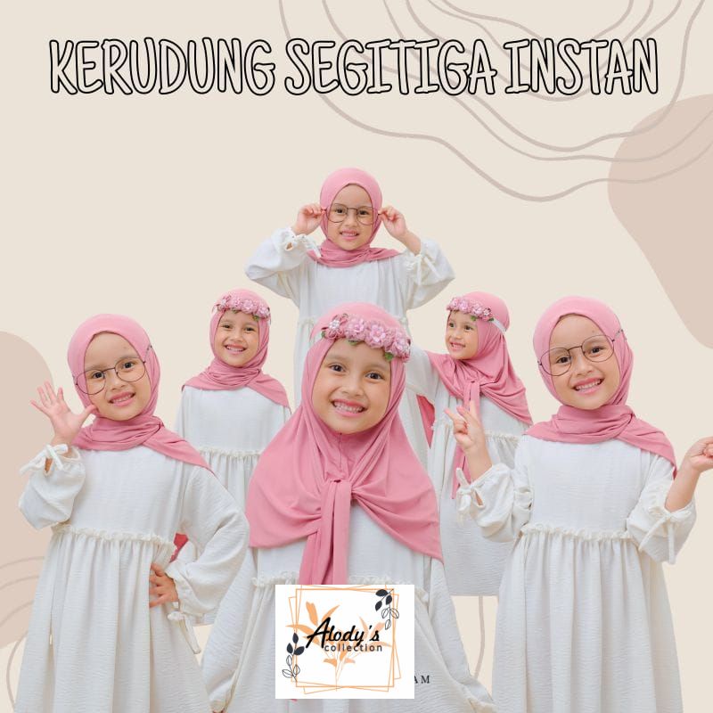 Jilbab Segitiga Instan Jersey Anak Usia 0-10 Tahun Ukuran S &amp; M Terbaru / Alody's Collection