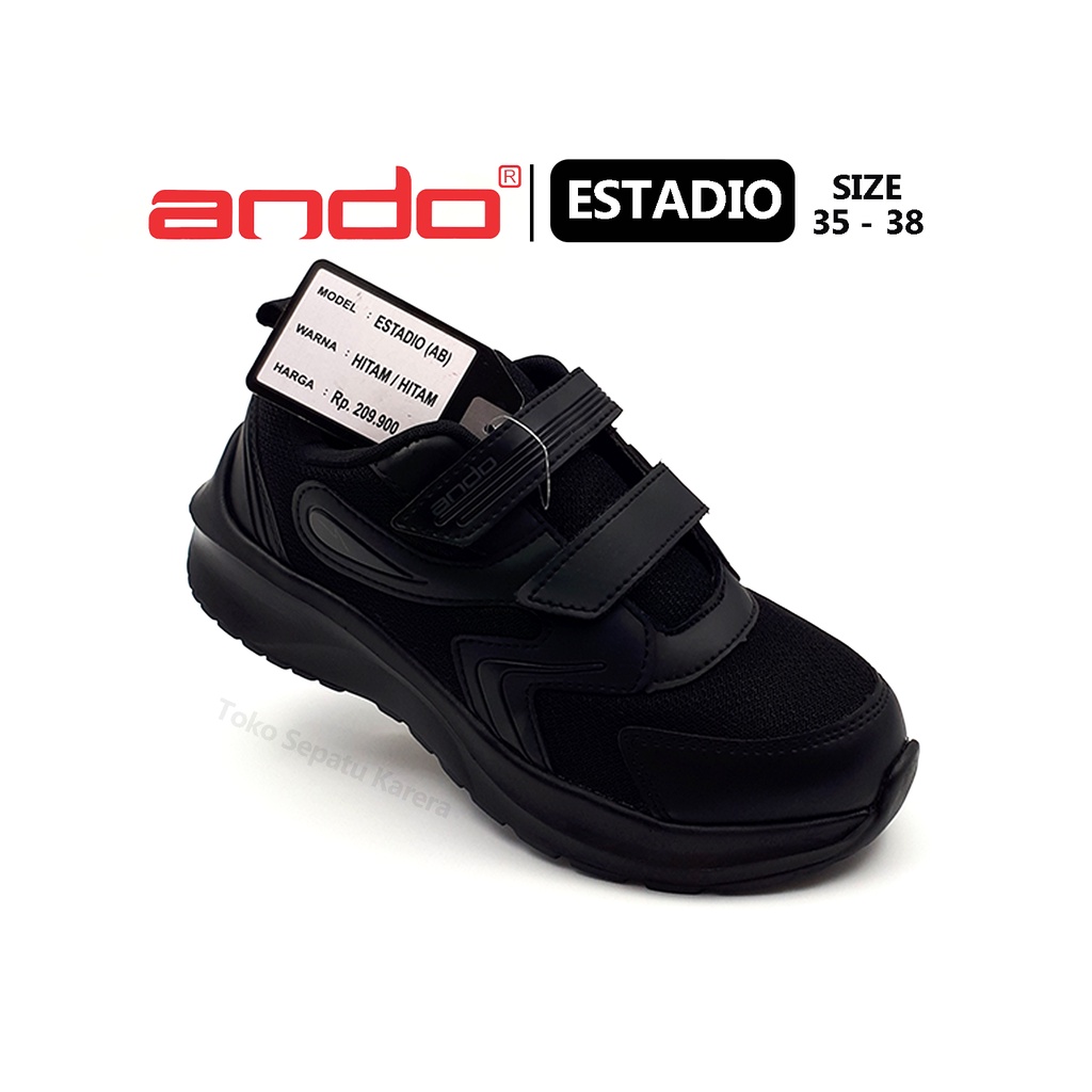 Sepatu Sekolah Anak SD SMP Remaja Laki Laki/Perempuan – ANDO – ESTADIO – Size 35-38 – Sneakers