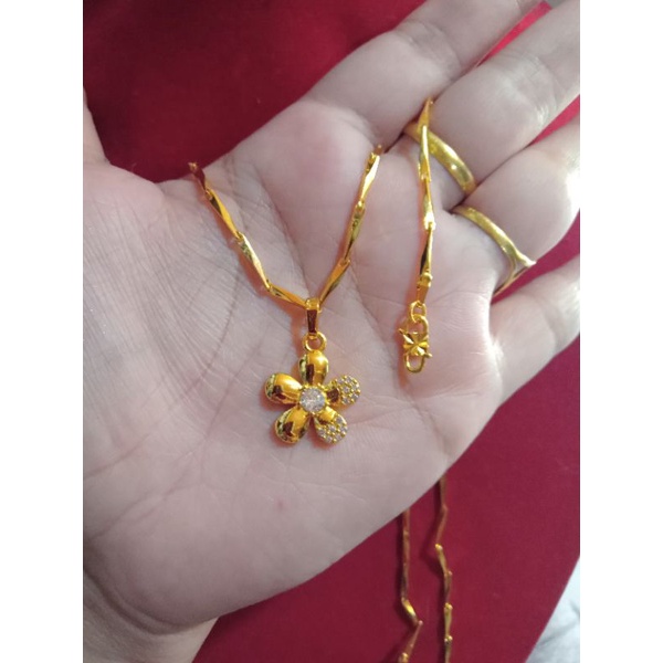 kalung padi cc zicron 60cm dan 75 cm lapis emas 24k