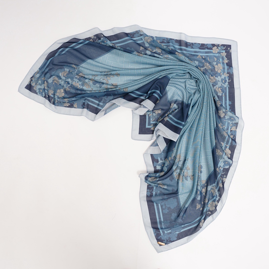 ALIF JILBAB SEGI EMPAT MOTIF PARIS PREMIUM KOREA - OMBRERO IN PAGEANT BLUE ( SPR-D5-005 )