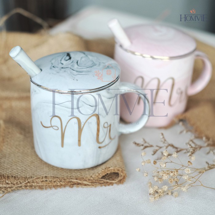 

✨READY✨ -Hampers kado gelas couple newlywed housewarming valentine mug marble - bulat- 1.1.23