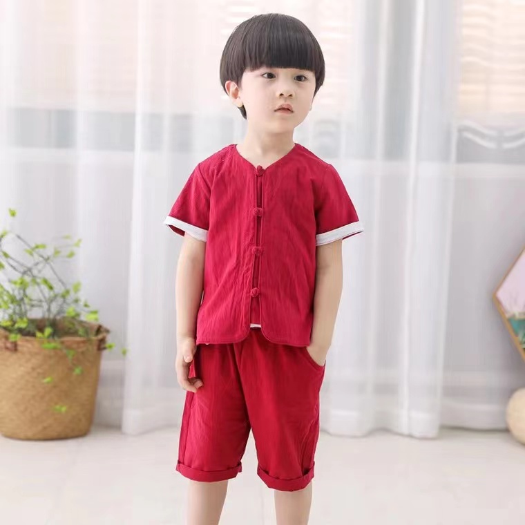 Baju imlek anak laki-laki Cheongsam Setelan Baju Anak Import | Set Kaos Anak Kualitas Premium POLOS MBS