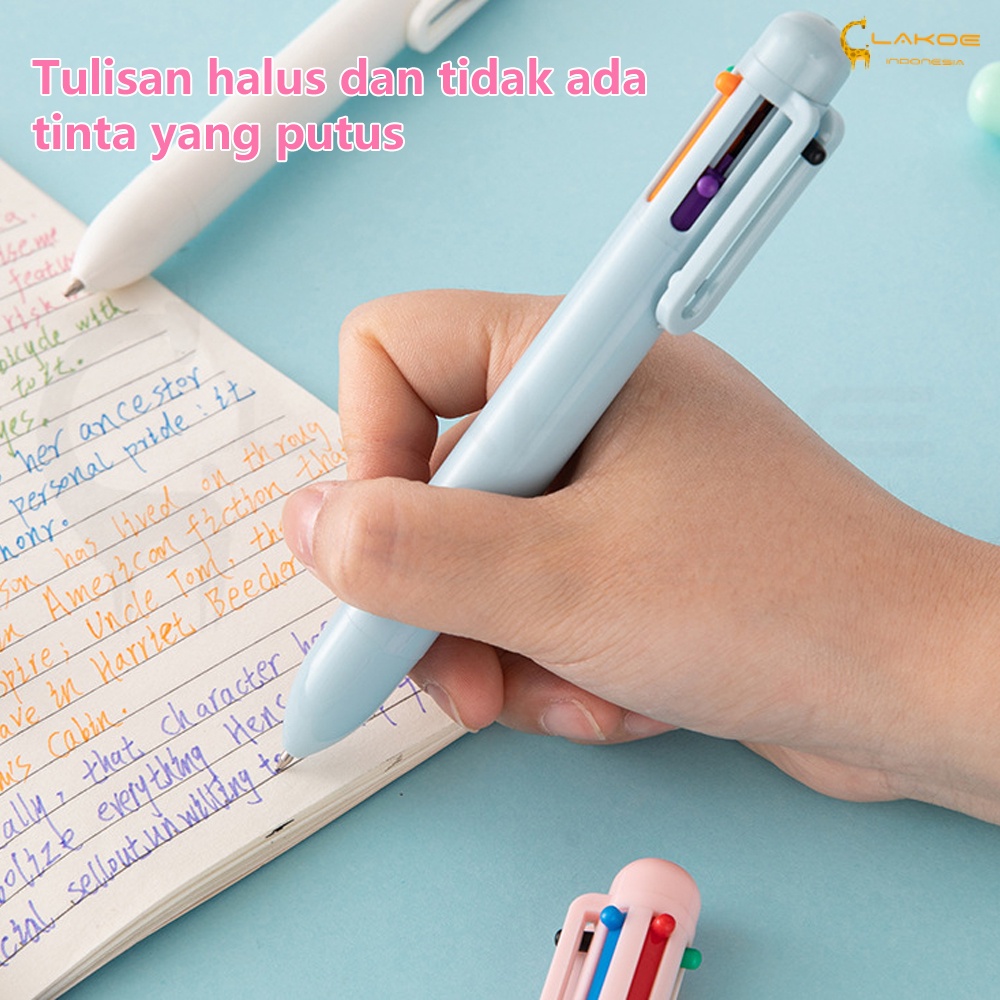 Pulpen 6 warna Pena Ballpoint