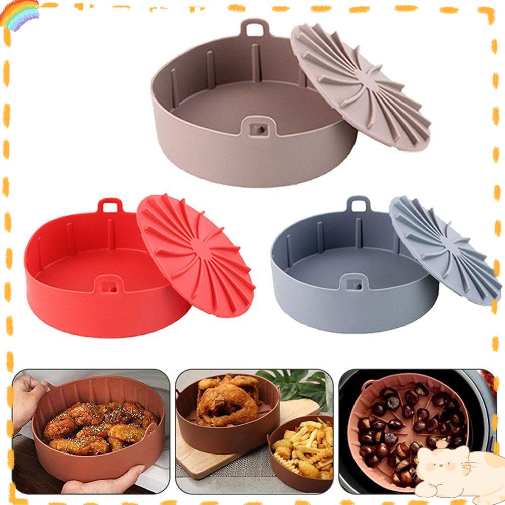 Solighter Air Fryer Silicone Pot Multifungsi Oven Pizza Plate Grill Pot Tray Baking Basket