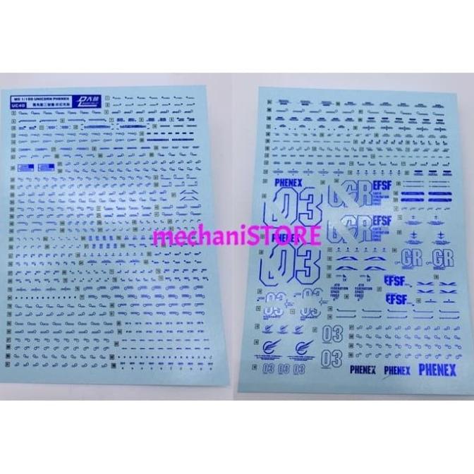 Water Decal Mg Unicorn Phenex Gundam Bronzing Blue Uc40 Dl Model