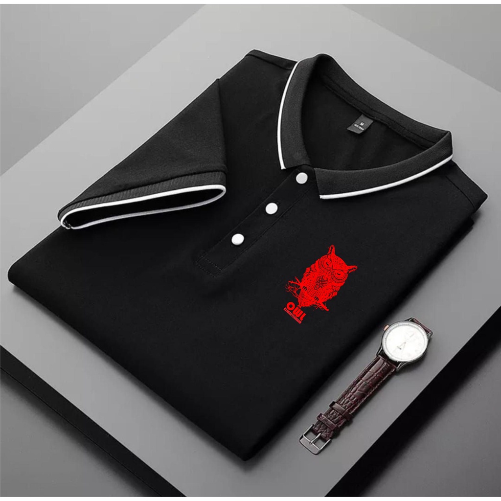 NANDO LISING POLO LOGO OWL BAJU KAOS T-SHIRT POLO  / KAOS POLO / KAOS KERAH / KAOS TURN BACK / T-SHI