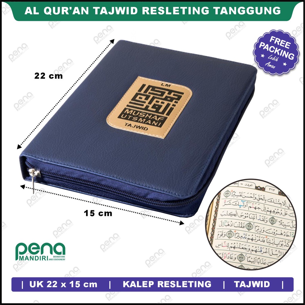 AL Qur'an Tajwid Warna Resleting Premium LM Ukuran A5 Sedang 21x15 CM