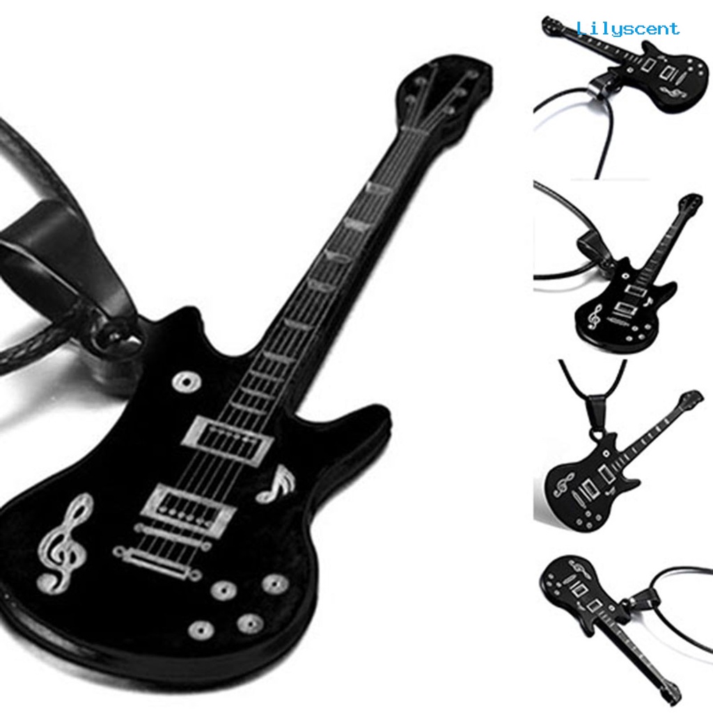 Ls Kalung Stainless Steel Motif Not Musik Bentuk Gitar Gaya Keren Untuk Pria Hadiah Festival