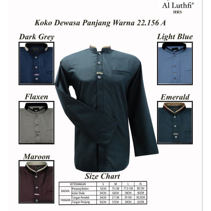 Baju Koko Pria Dewasa Premium Al Luthfi  Lengan Panjang Original