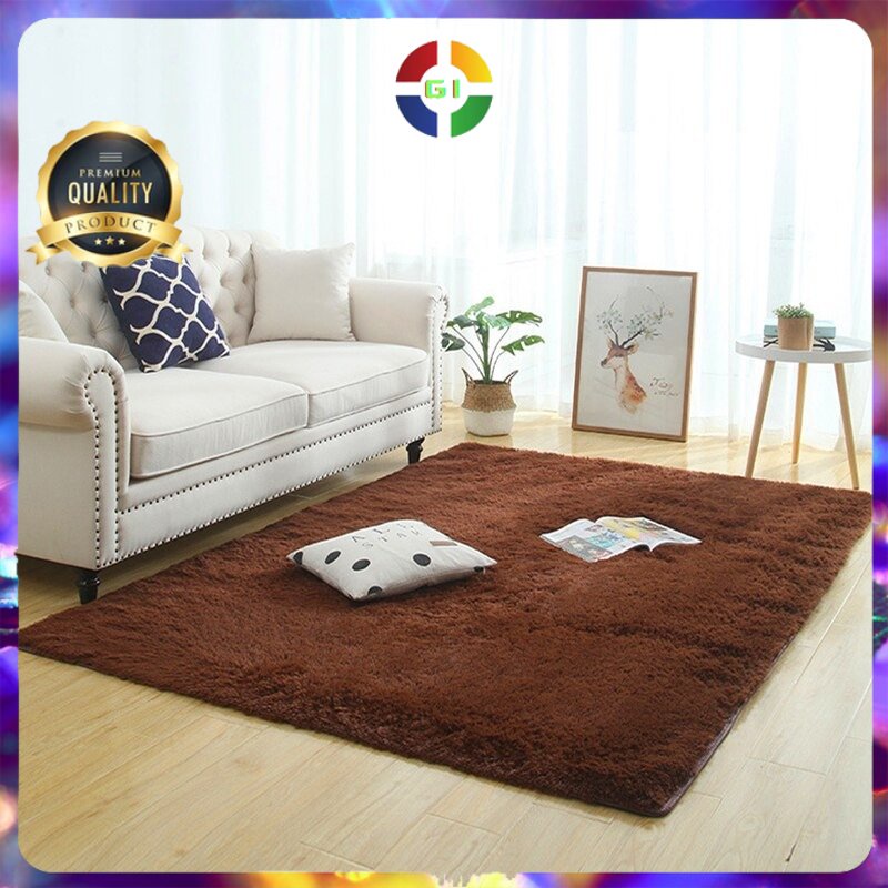 Karpet Matras Bulu Non-Slip Ruang Tamu Kamar 80x120cm Brown