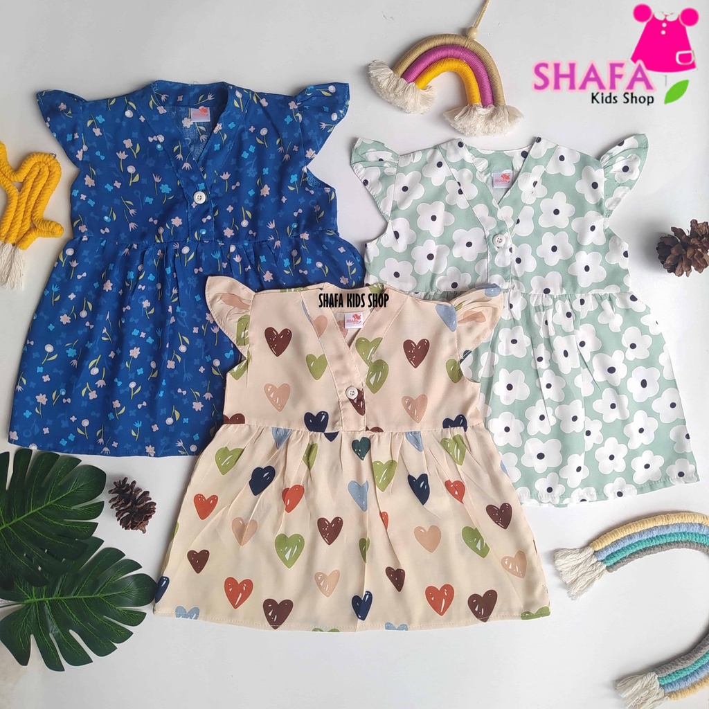 SHAFA KIDS SHOP/ DRESS BAYI PEREMPUAN NEWBORN USIA 0 18 BULAN BAJU  NEWBORN RAYON VISCOSE  PREMIUM