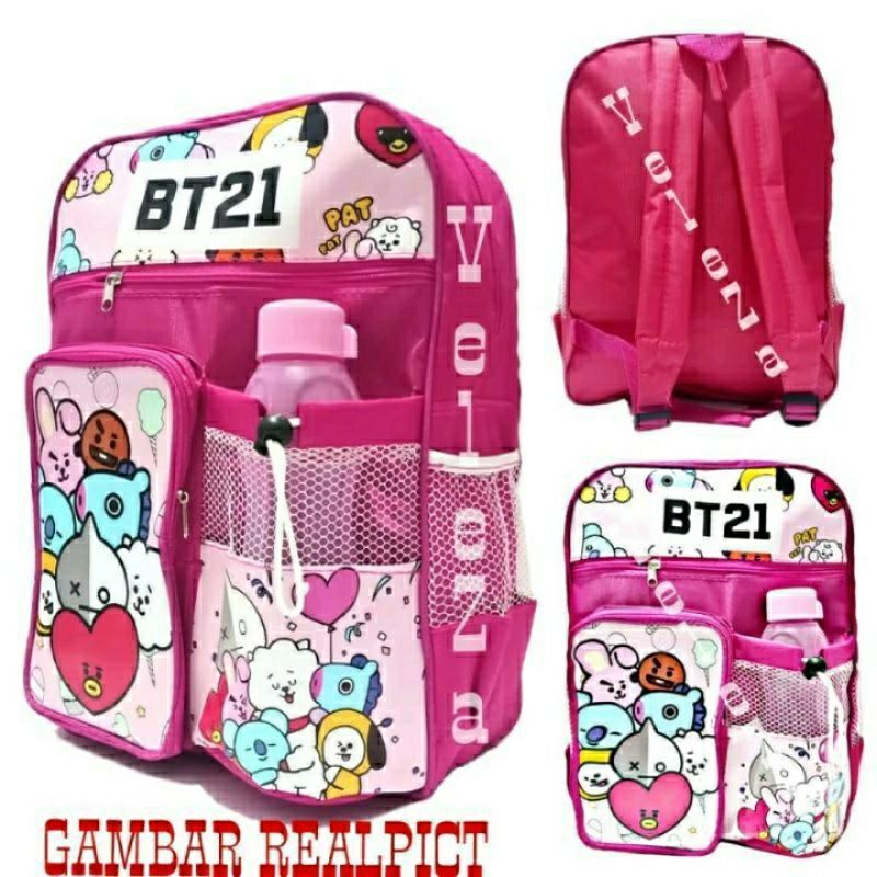 BISA COD Tas Ransel Anak Sekolah Cewe TK SD Free Botol Minum Dan 1 Set Alat Tulis