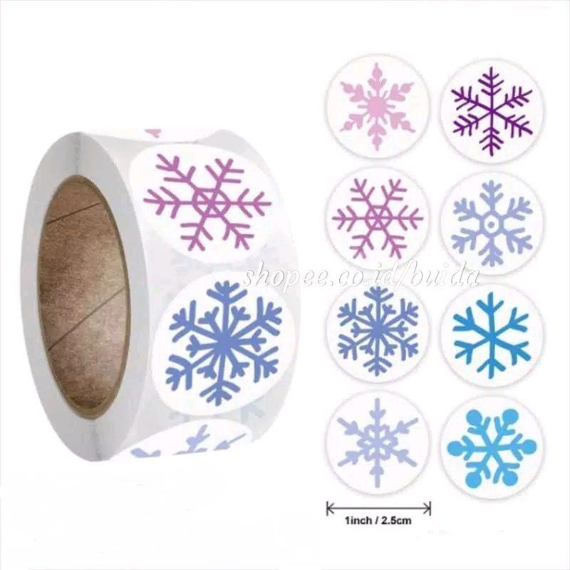 

Sticker Snowflake A Snowflakes Stiker Salju Frozen Natal Christmas label segel kemasan sealer hampers S134 1 roll 500pcs dekorasi hiasan gift toples kotak kue lebaran takjil imlek puasa natal box dus kartu ucapan hangtag