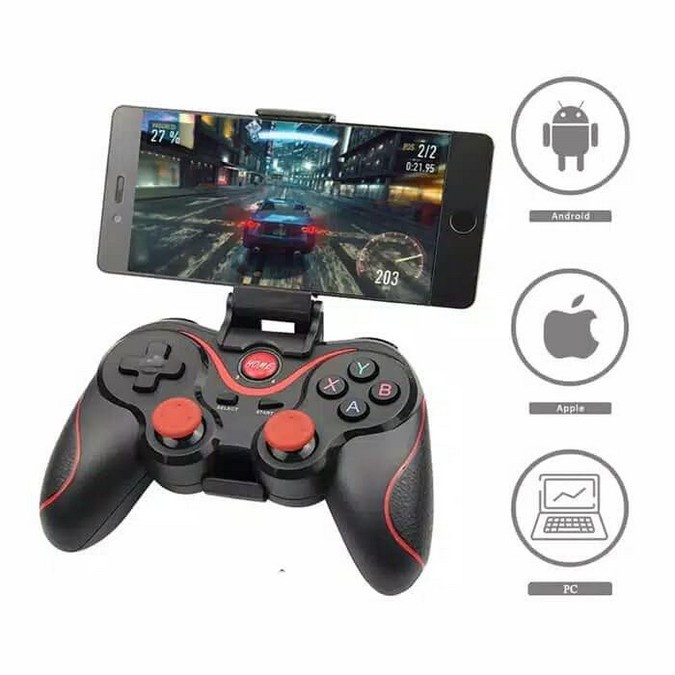 GAMEPAD BLUETOOTH X3 FOR SMARTPHONE TV BOX SMART TV LAPTOP COMPUTER WIRELESS X3 GAMEPAD JOYSTICK BLUETOOTH PLUS HOLDER HP GAMEPAD CONTROLLER GAMEPAD X3