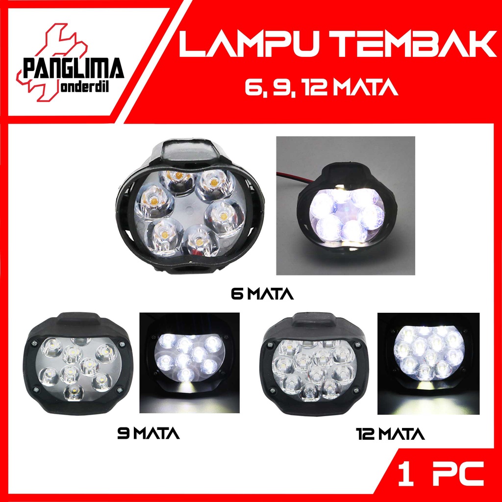 Lampu Tembak Bulat 6 9 12 Mata Universal Sorot Spot Light-Spotlight Motor Cree Spion 12 Volt LED Kristal Waterpoof 3000 LM