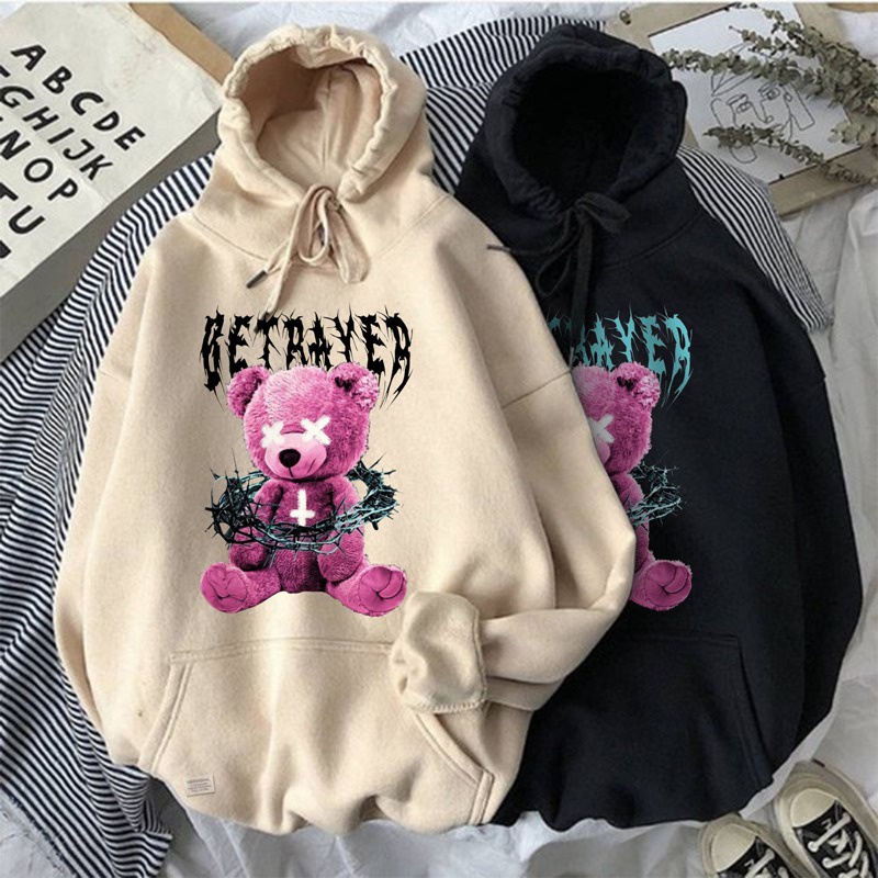 Parisdivarious Sweater Hoodie Jemper Betrayer Bear FC Bahan Fleece Size S - XXL (Pria &amp; Wanita)