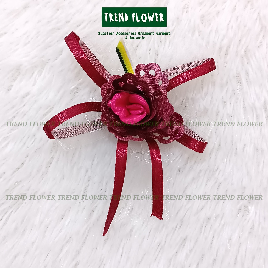 Bunga Kain Daun Dua Pita Cantik Elegant - Bunga Bros Souvenir Hampers Cantik