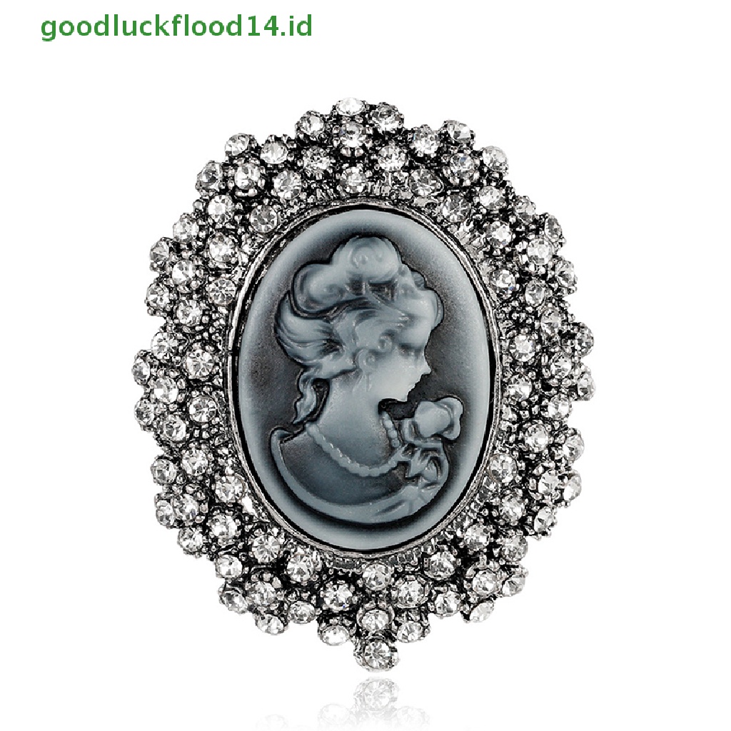 [GOOGFOUR] 1pc Vintage Cameo Victoria Gaya Kristal Pesta Pernikahan Wanita Liontin Bros Pin [TOP]