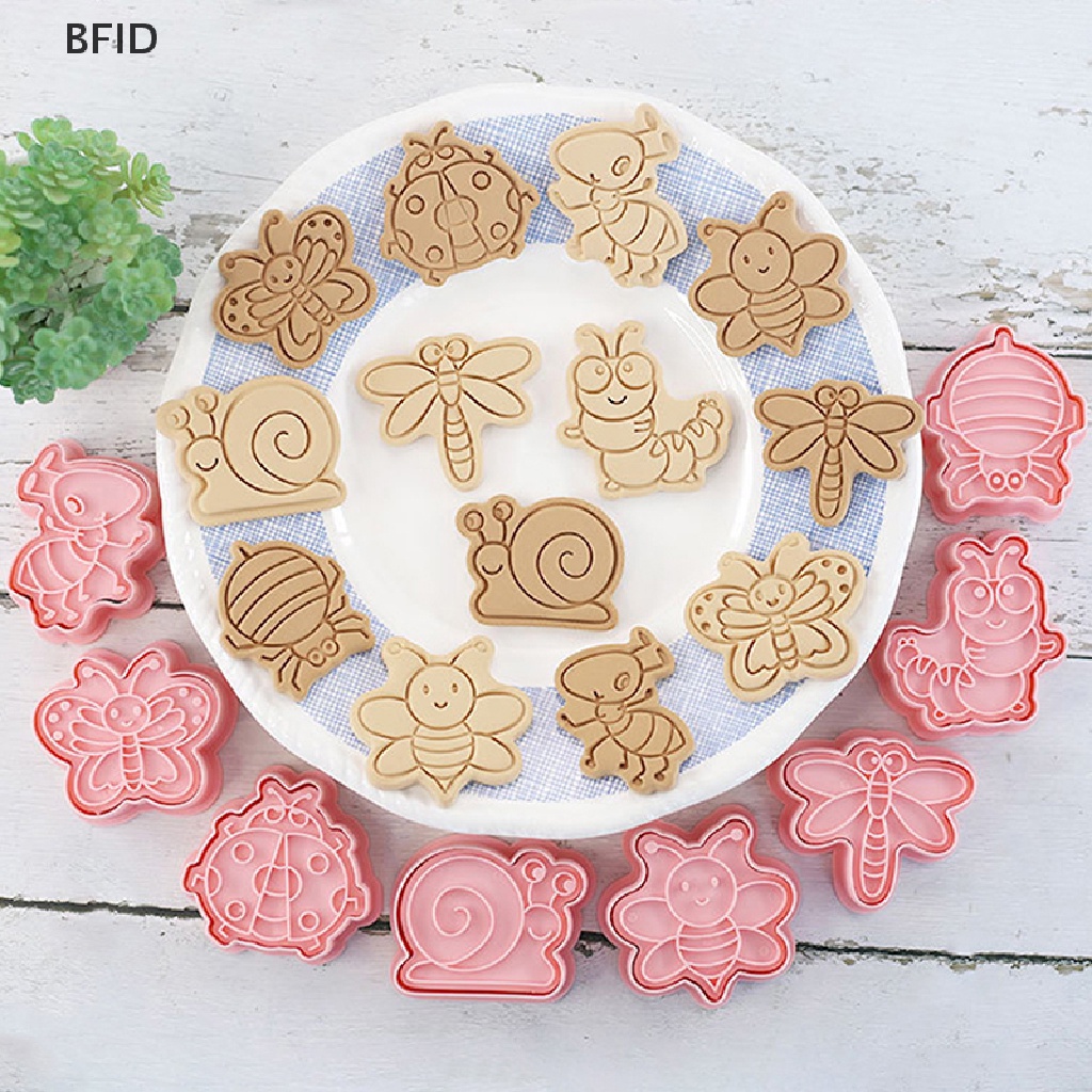 [BFID] 8 Pcs/set Hewan Hutan Gajah Singa 3D Kartun Cookie Cetakan Biskuit Cutter Perangko Lebah Kupu-Kupu DIY Fondant Plunger Alat Kue Dapur Baking Pastry Bakeware Perlengkapan [ID]