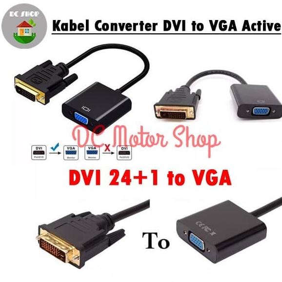 Kabel DVI-D 24+1 to VGA HDTV Converter Monitor Cable DVI TO VGA Active dc-motor90 Ayo Beli