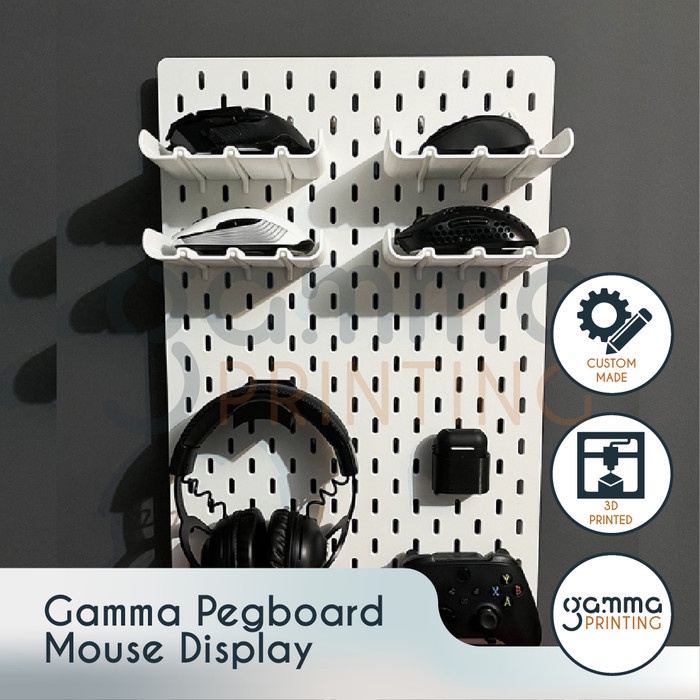 Pegboard Mouse Flat Display Stand Hook Rak Shelf Holder Gamma