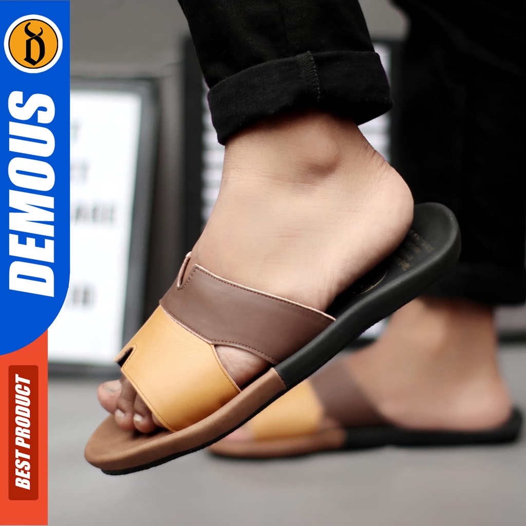 DEMOUS Polet - Sandal Kulit Asli Slop Casual Pria