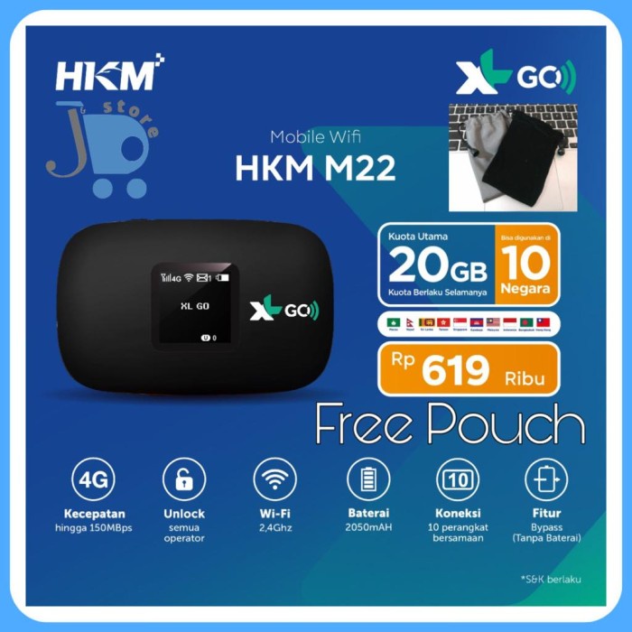 Produk Terbaru Hkm M21 Modem Mifi Wifi Xl Go Izi 4G Lte Bypass & Unlock All Operator