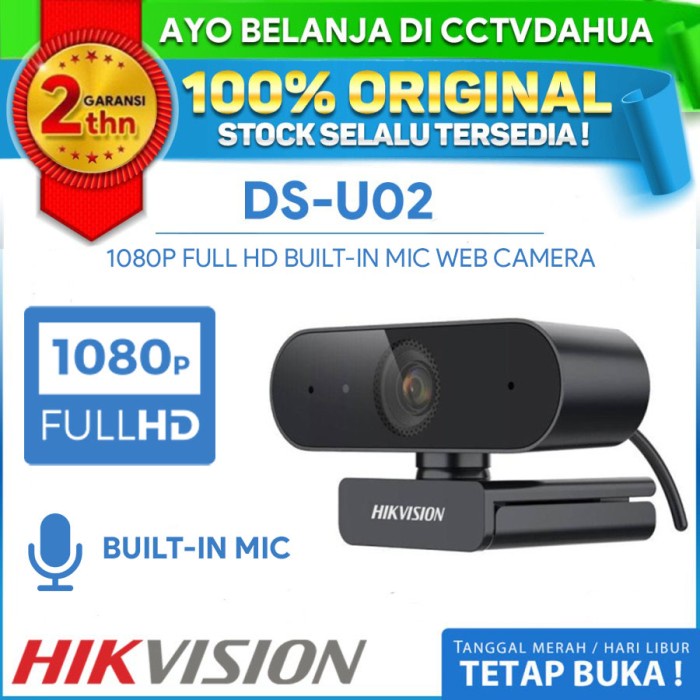 Earpon Hikvision Ds-U02 Webcam Hikvision 2Mp Mic Webcam Garansi Resmi