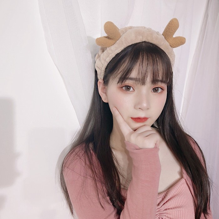 HHAN headband fluffy antler tanduk rusa kecil