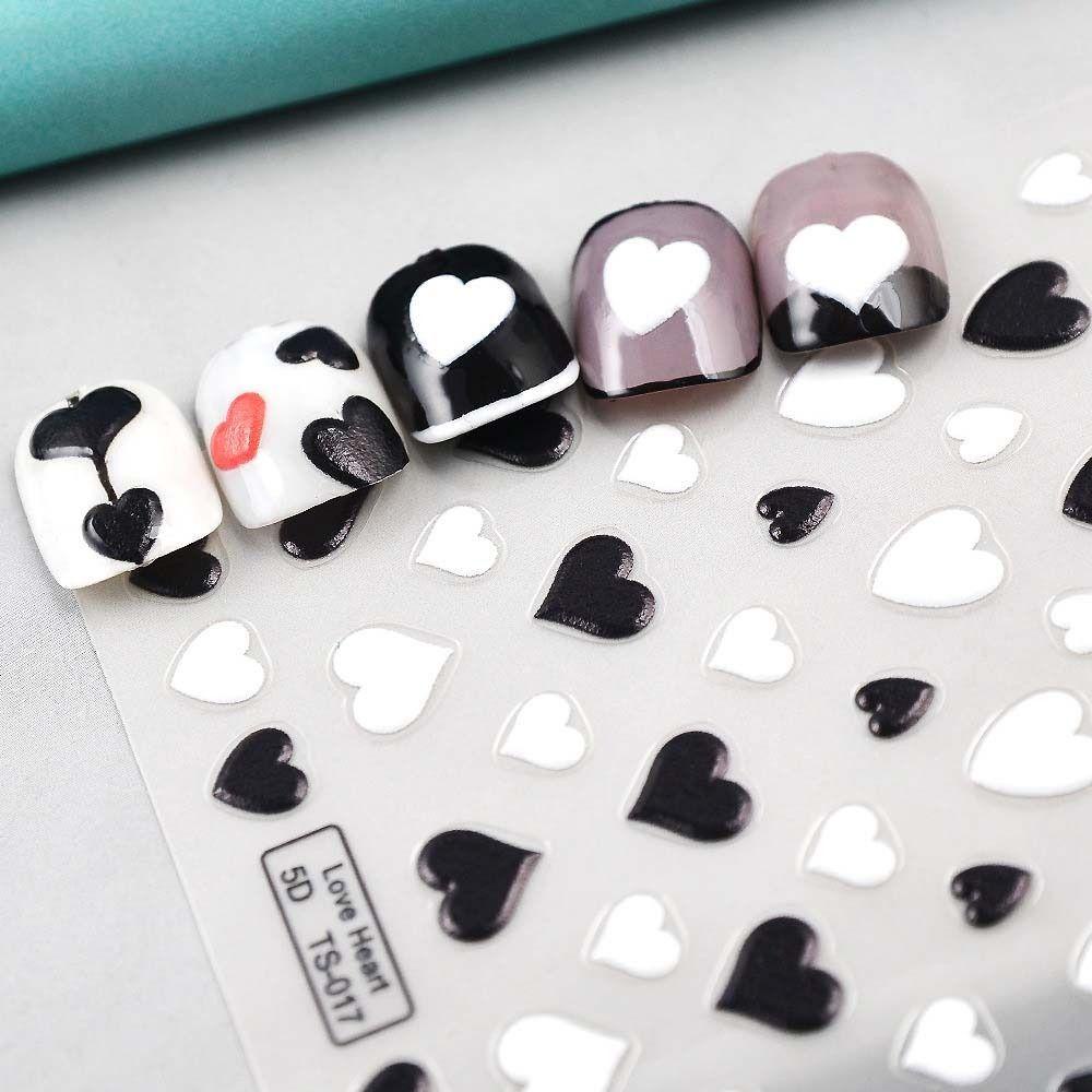 Mxbeauty Stiker Kuku Hati Sweet Hollow Heart Peach Heart Self Adhesive Nail Art Dekorasi