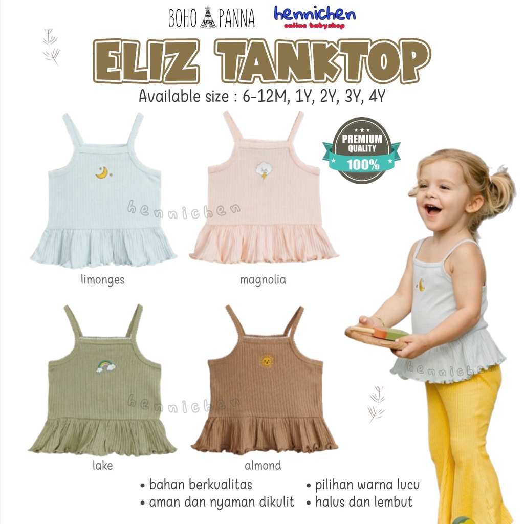 Bohopanna Eliz Tanktop 6M-4Y Tanktop Reeb / Atasan Kutung Reeb Bordir Fashion Anak Perempuan