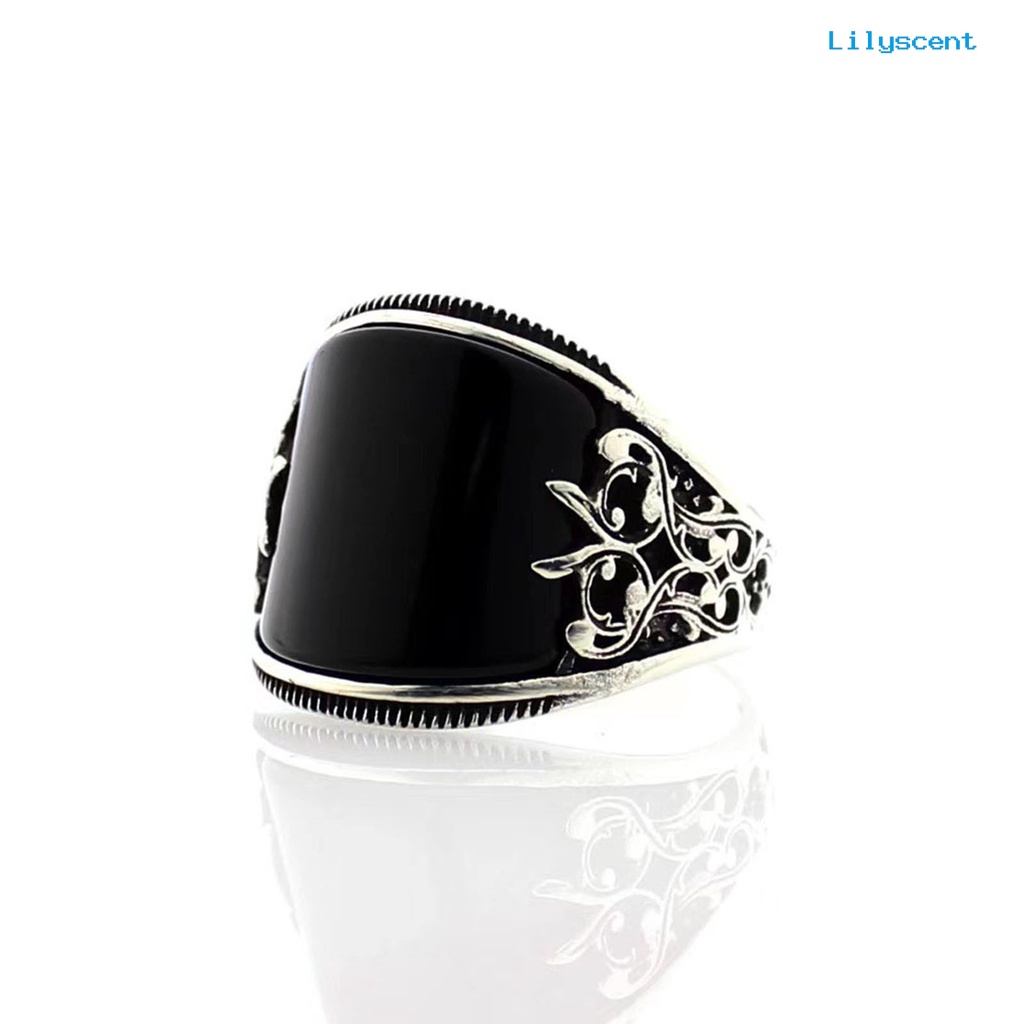 [LS] Finger Ring Baking Varnish Relief Unisex Penggunaan Bunga Hitam Broadside Jewelry Ring Untuk Dekorasi