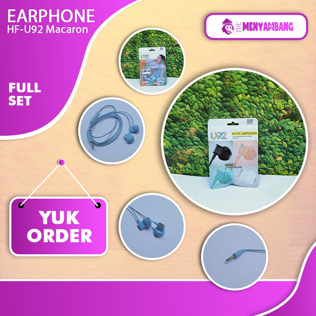 42533 | HF-U92 Macaron | Music Earphone U92 Macaron Extra Bass