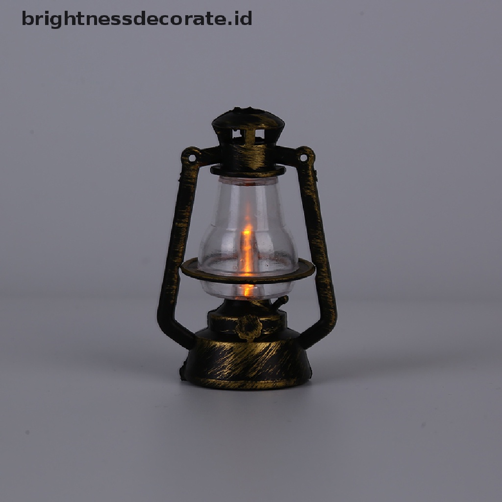 [Birth] Rumah Boneka1: 12lampu Minyak Tanah Mini Retro Hitam Rumah Boneka Dekorasi Pemandangan Hidup [ID]