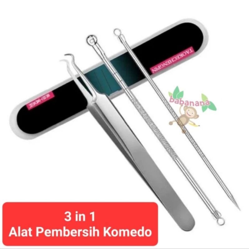 3 in 1 Alat Pembersih Komedo Pencet Jepit Jerawat Facial Wajah