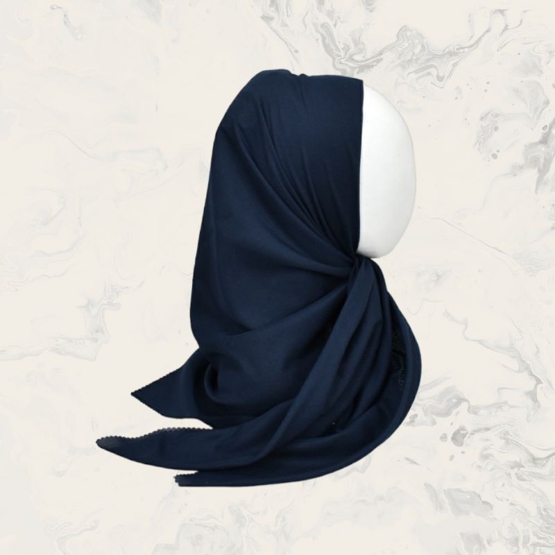 NONA HIJAB VOAL PARIS PREMIUM POLOS SEGIEMPAT BASIC VOAL LASERCUT LASER CUT SEGI EMPAT WARNA NAVY BI