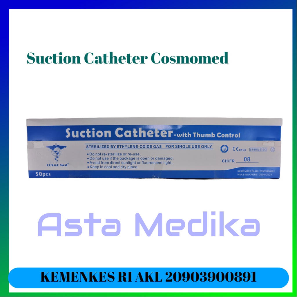 Suction Catheter Fr8 Dan FR6 With Finger Tip Control Cosmomed Selang Suction Catheter FR6 Dan Fr8 Cosmo Med Selang Suction catheter With Finger Tip Control