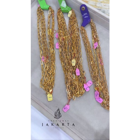 Kalung Paperclip 6K ll 2,3,4,5,6,7,8 Gram ll DEWASA 42 CM