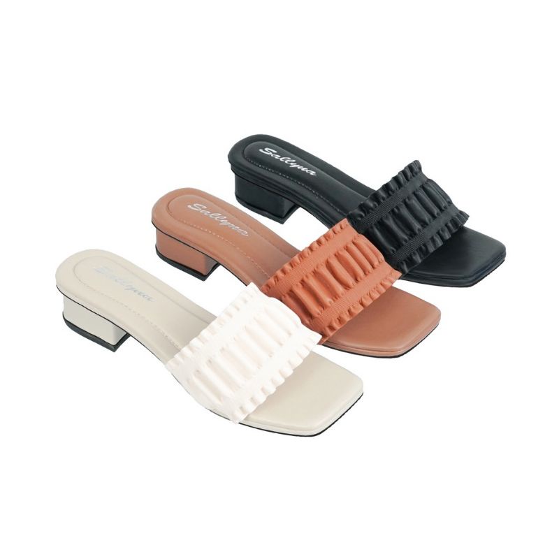 Sandal Selop Kerut Elastis Hak 3cm (Eln)