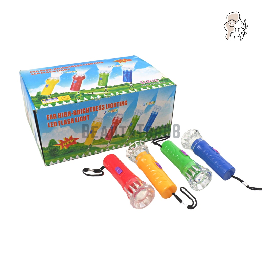 Gantungan Kunci Senter LED Free Baterai / Mini Portable Flashlight Lampu Putih / Mainan Souvenir Kec